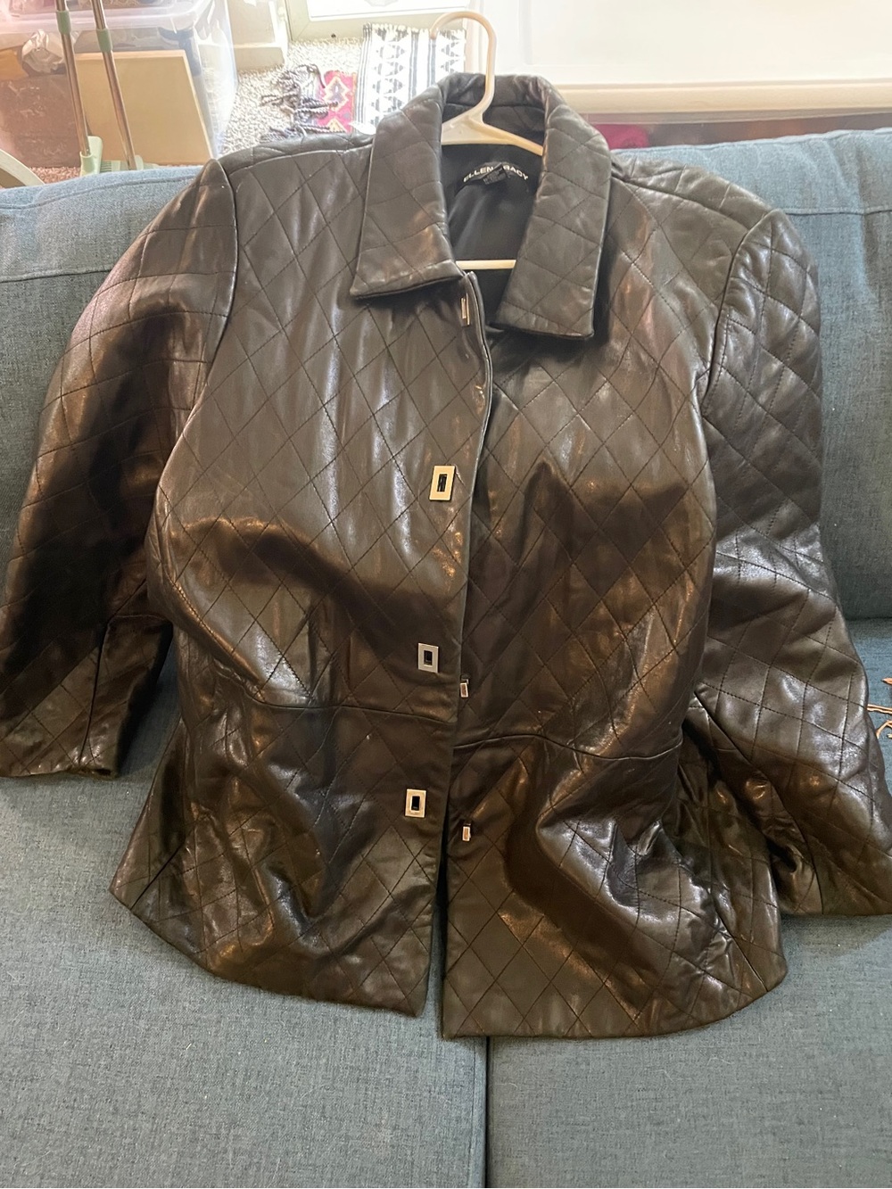 Quilted Black Leather Women's Jacket 2X